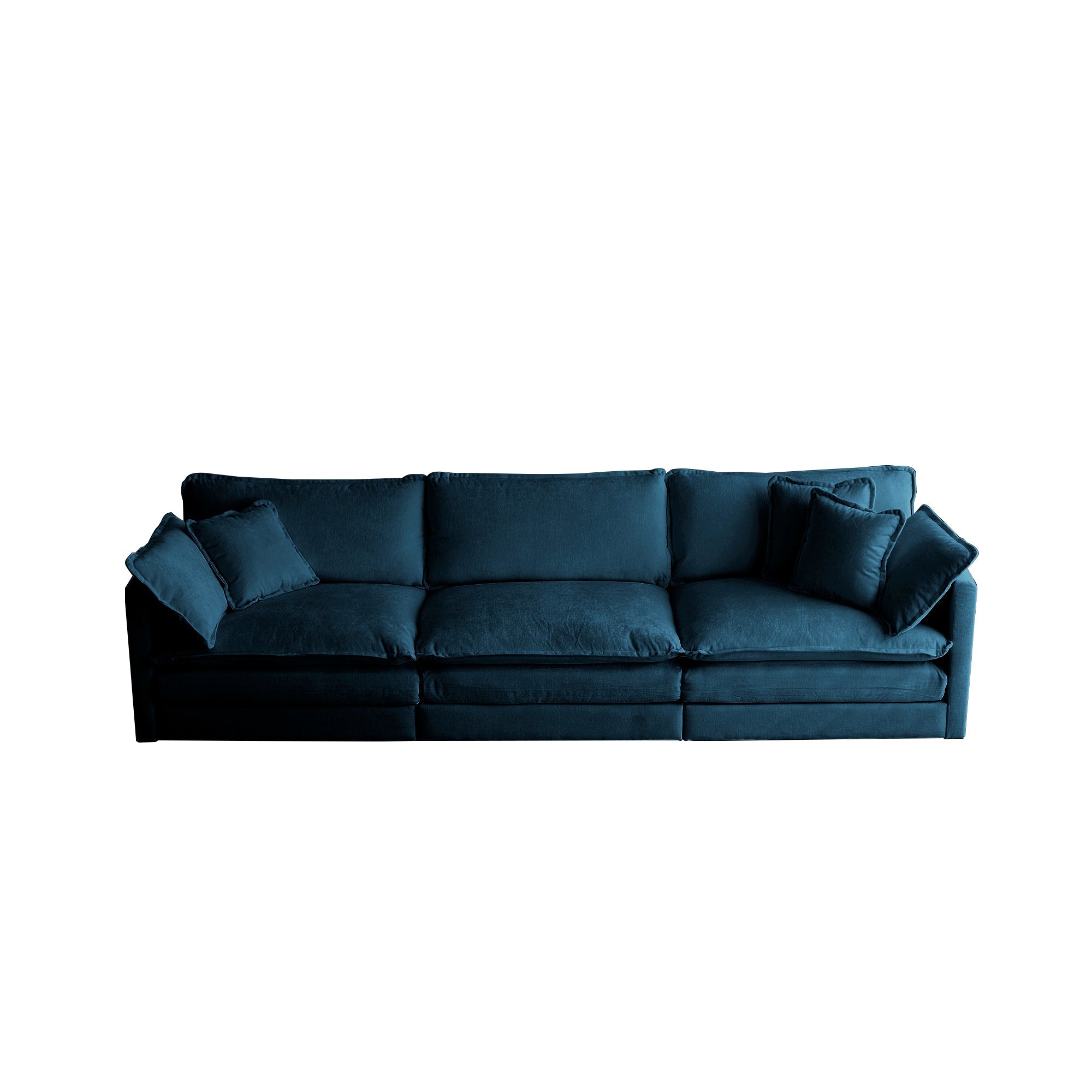 Sofa Set of 3, 1+1+3 Seats Living Room Sofa Set, Accent Chair, Loveseat, and Three-Seat Sofa Modern Style Round Arms 3 Piece Sofa Set, Blue