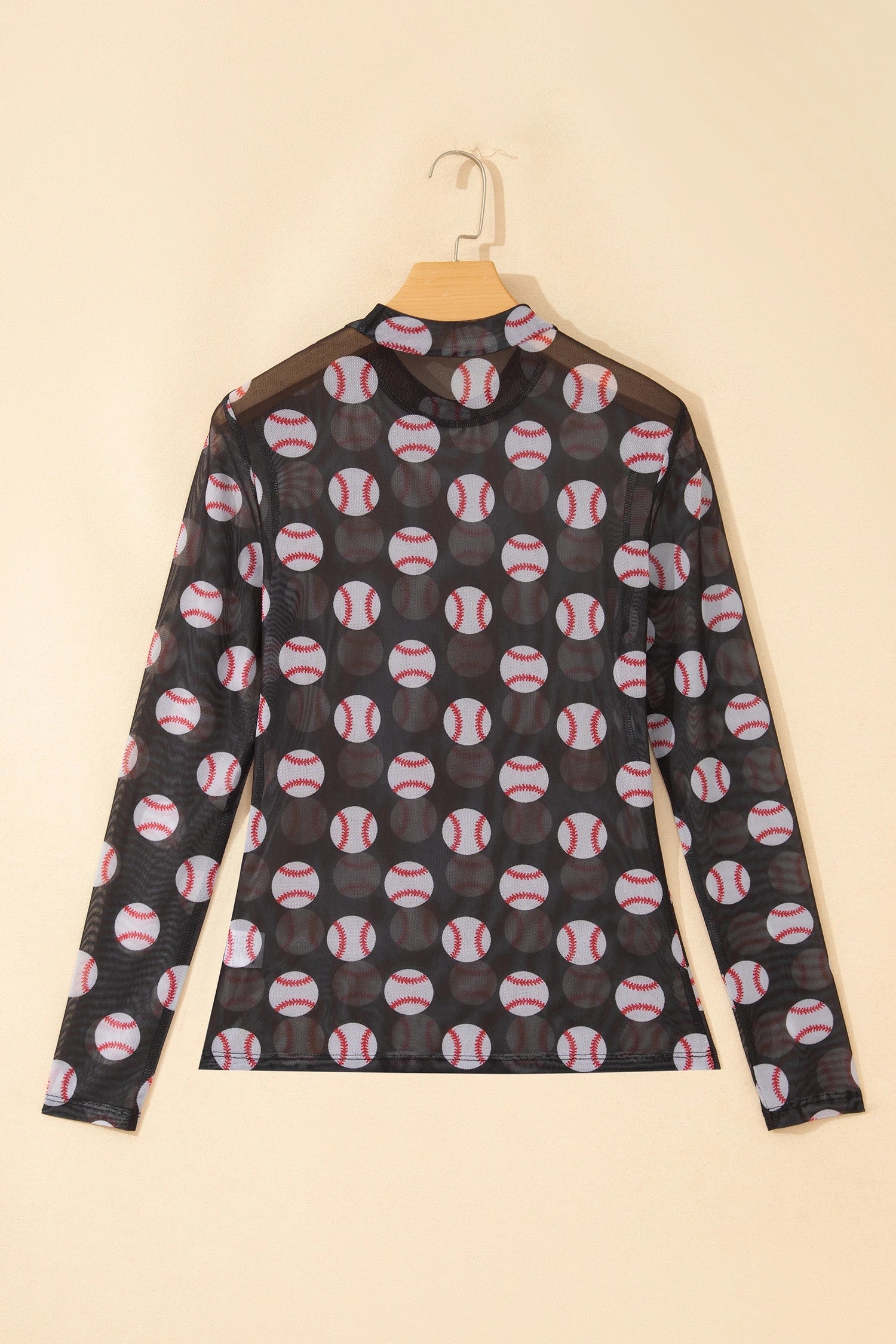 Game Day Baseball Sheer Mesh Long Sleeve Top