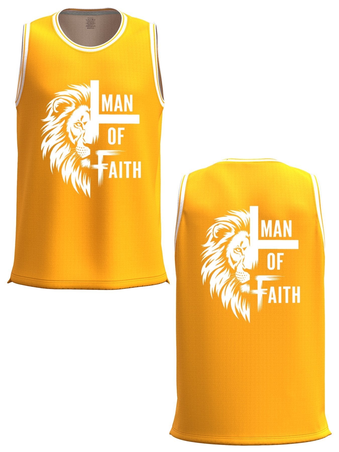 Man of Faith Adult Yellow Basketball Jersey | Ships From USA