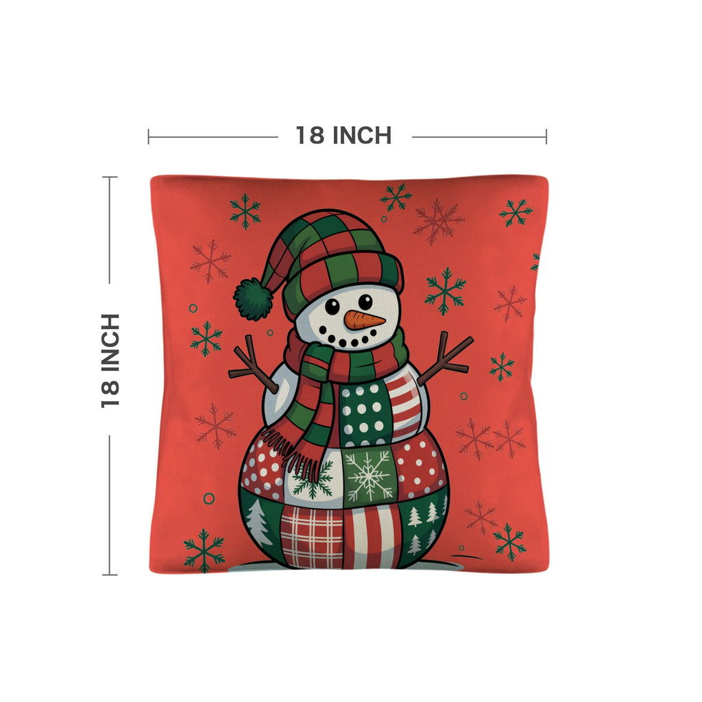 Patchwork Snowman Custom Pillow Case 18 x 18 inch (Made in USA)
