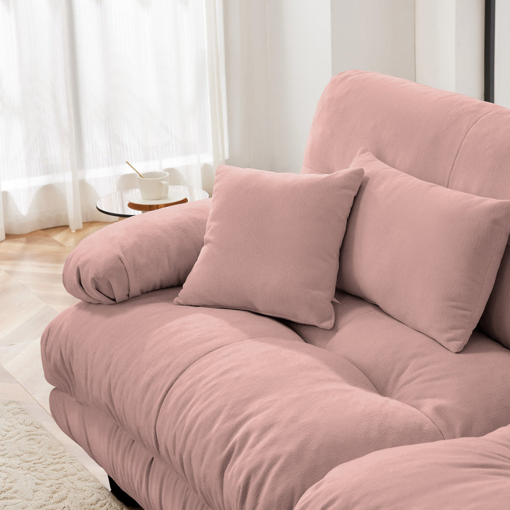 Luxury Modular Sectional Sofa Couch - Oversized U Shaped Cloud Couch for Living Room,Deep Seat Sofa Couch with 2 Ottomans ,Chenille Pink
