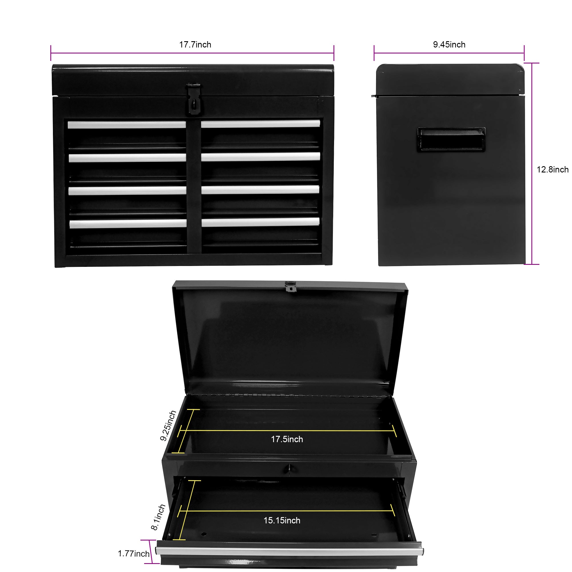 Rolling Tool Chest, 5-Drawer Tool Box Organizer w/Lockable Wheels & Sliding Drawers & Detachable Top & Adjustable Shelf, Tool Storage Cabinet for Garage Workshop(BLACK)