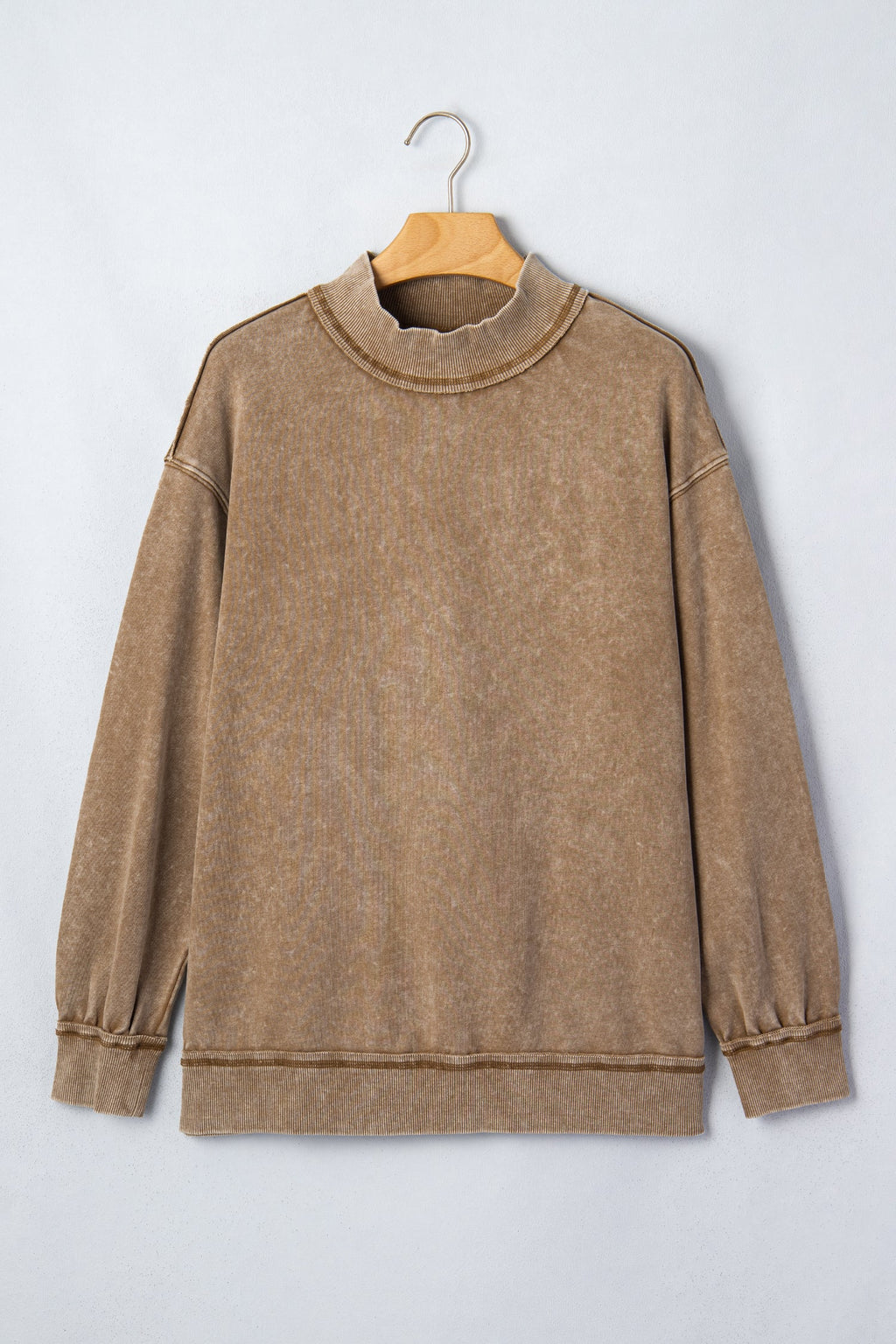 Mineral Wash Mock Neck Drop Shoulder Sweatshirt