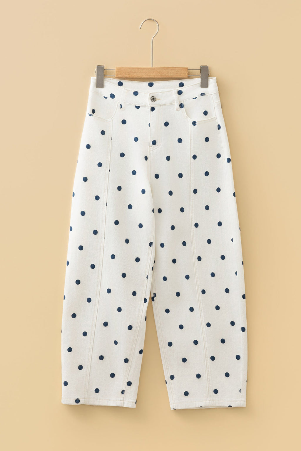 Polka Dot Tailored Seam Ankle Length Jeans