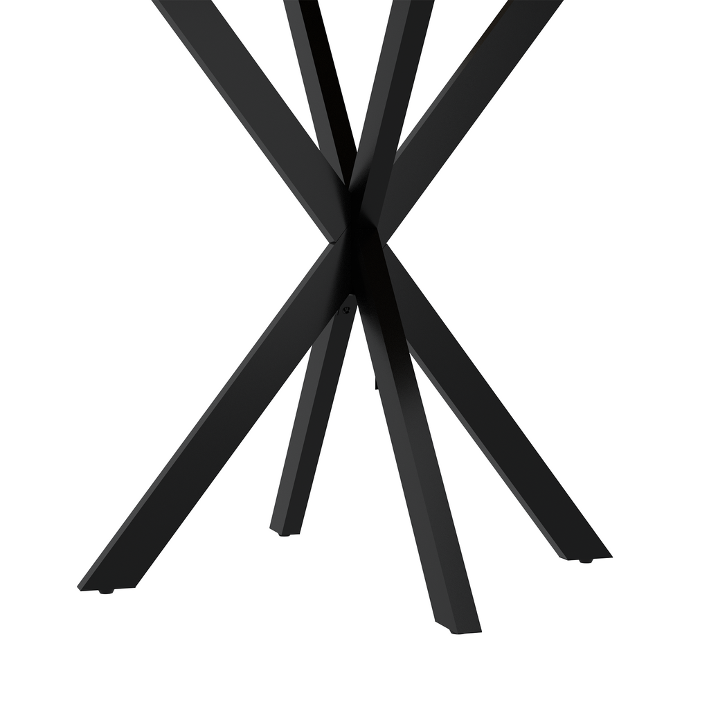 31.5 Inch Round Dining Table, Small Circle Kitchen Table with Metal Black Legs for 2-4 people,Modern Dining Room Table, Brown (only table)