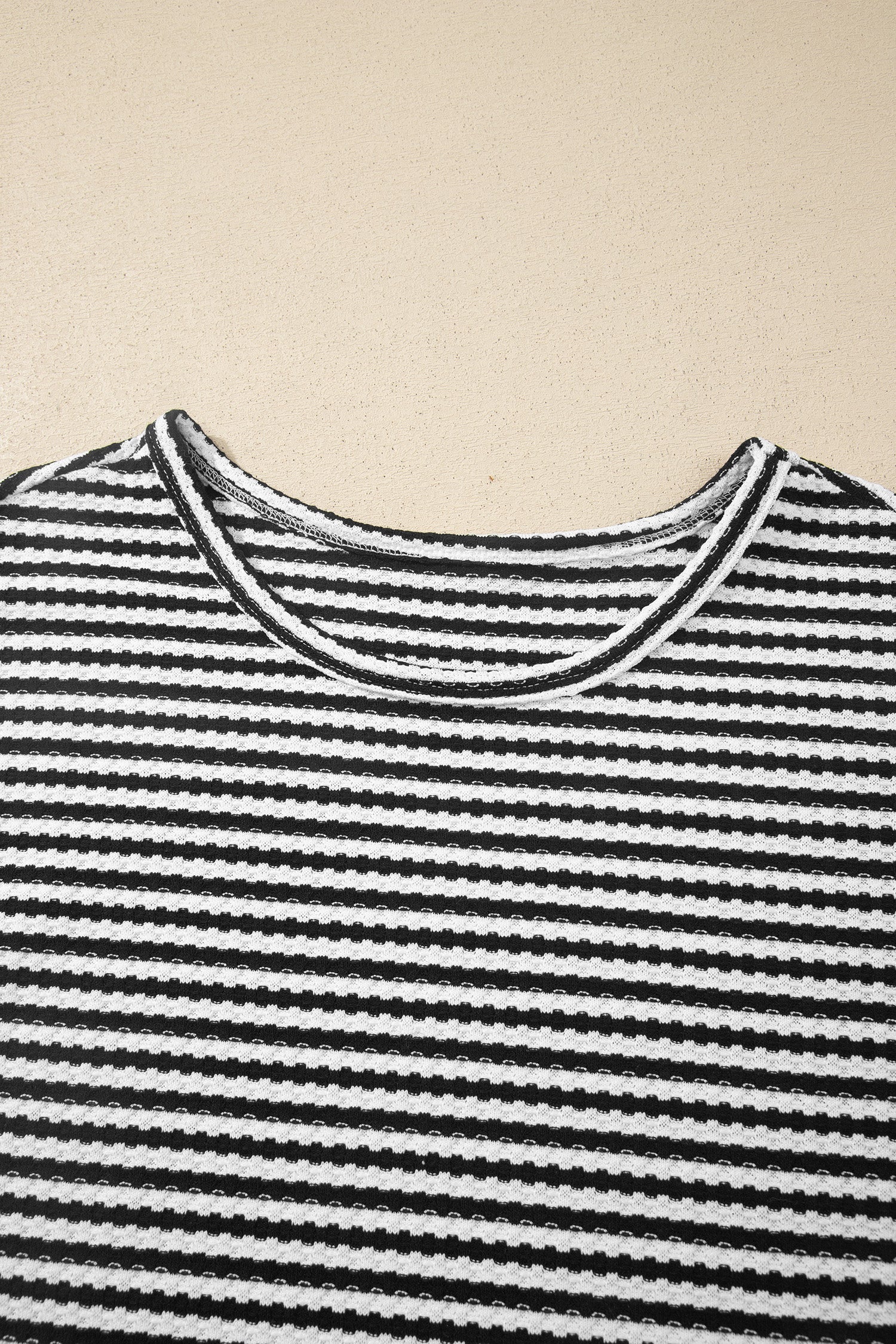 Stripe Textured Knit Top & Short Set