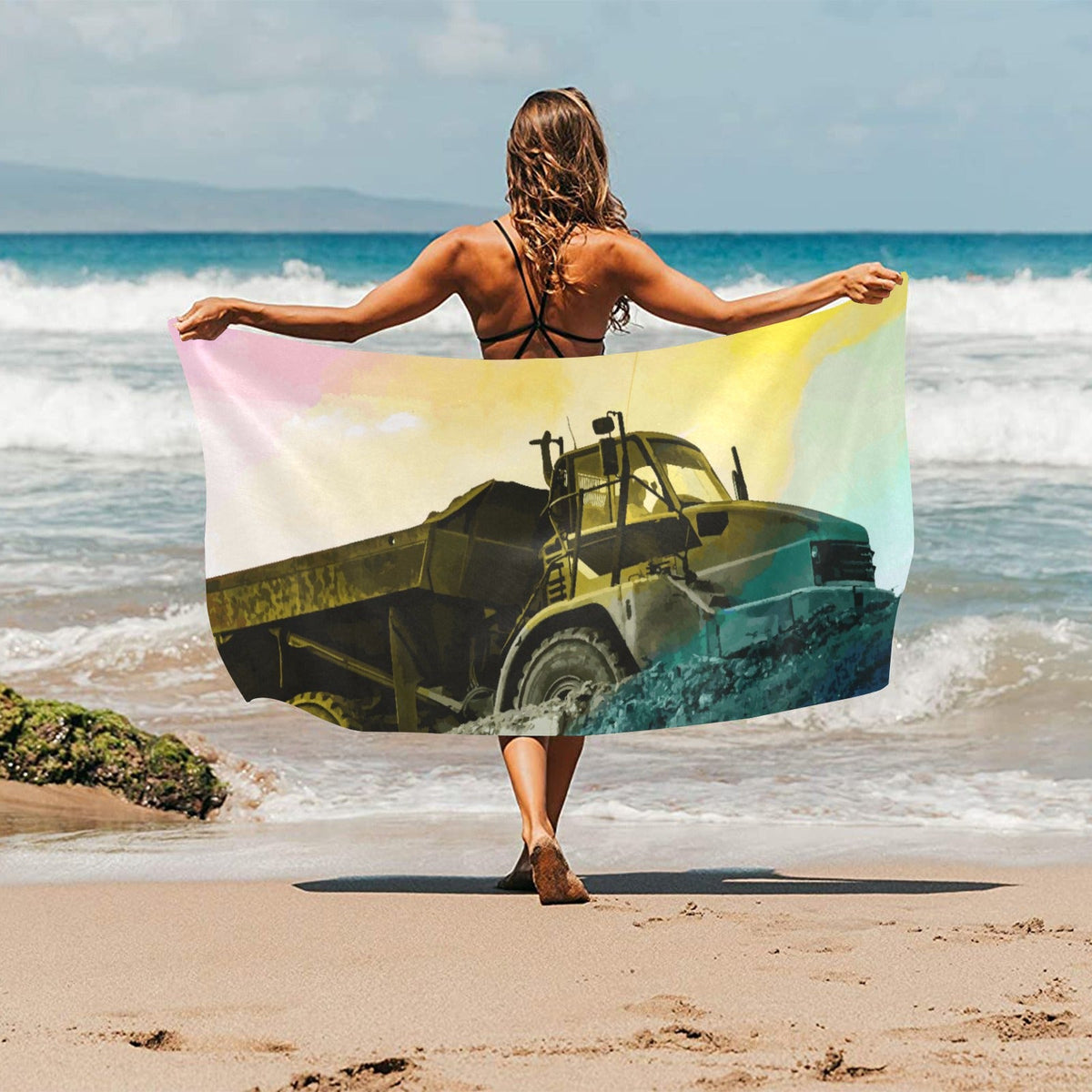 Dump Truck Beach Towel - 30"x 60" (Made in USA)