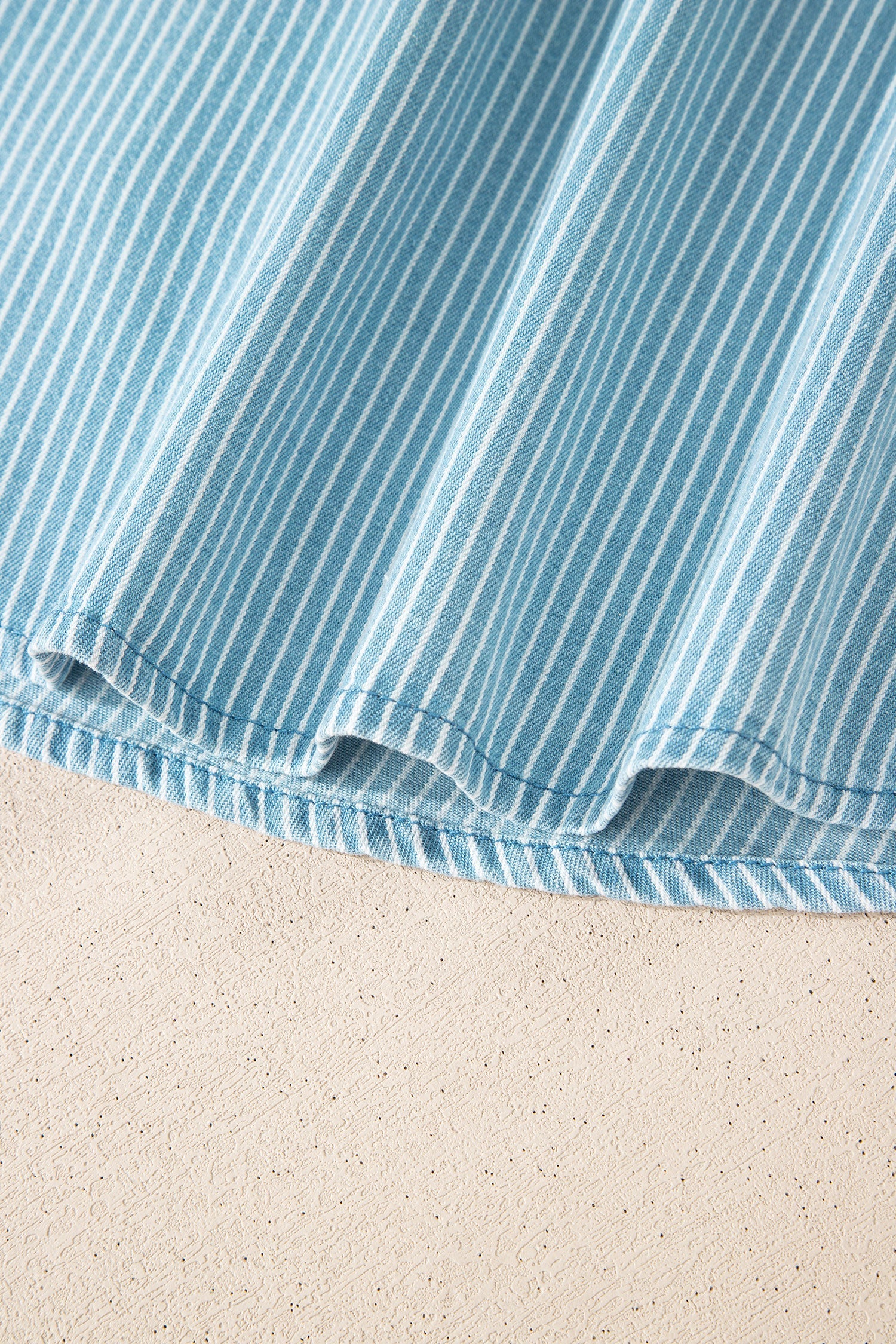 Stripe Cuffed Short Sleeve Button Up Shirt