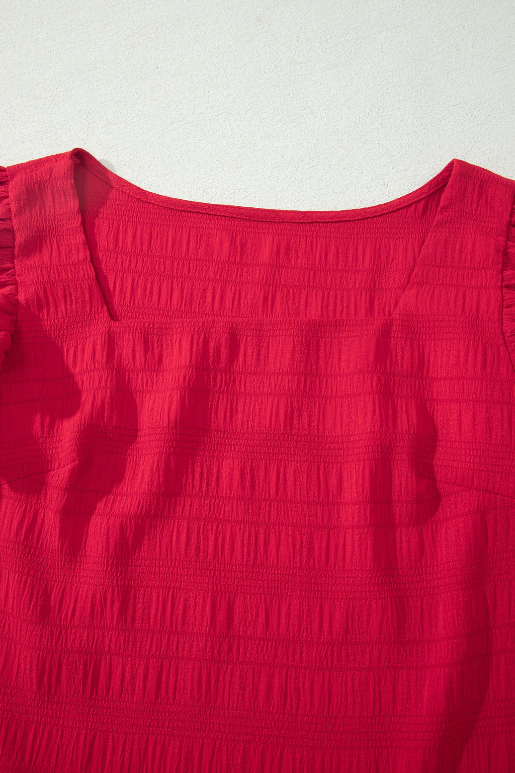 Solid Textured Square Neck Top & Shorts Set