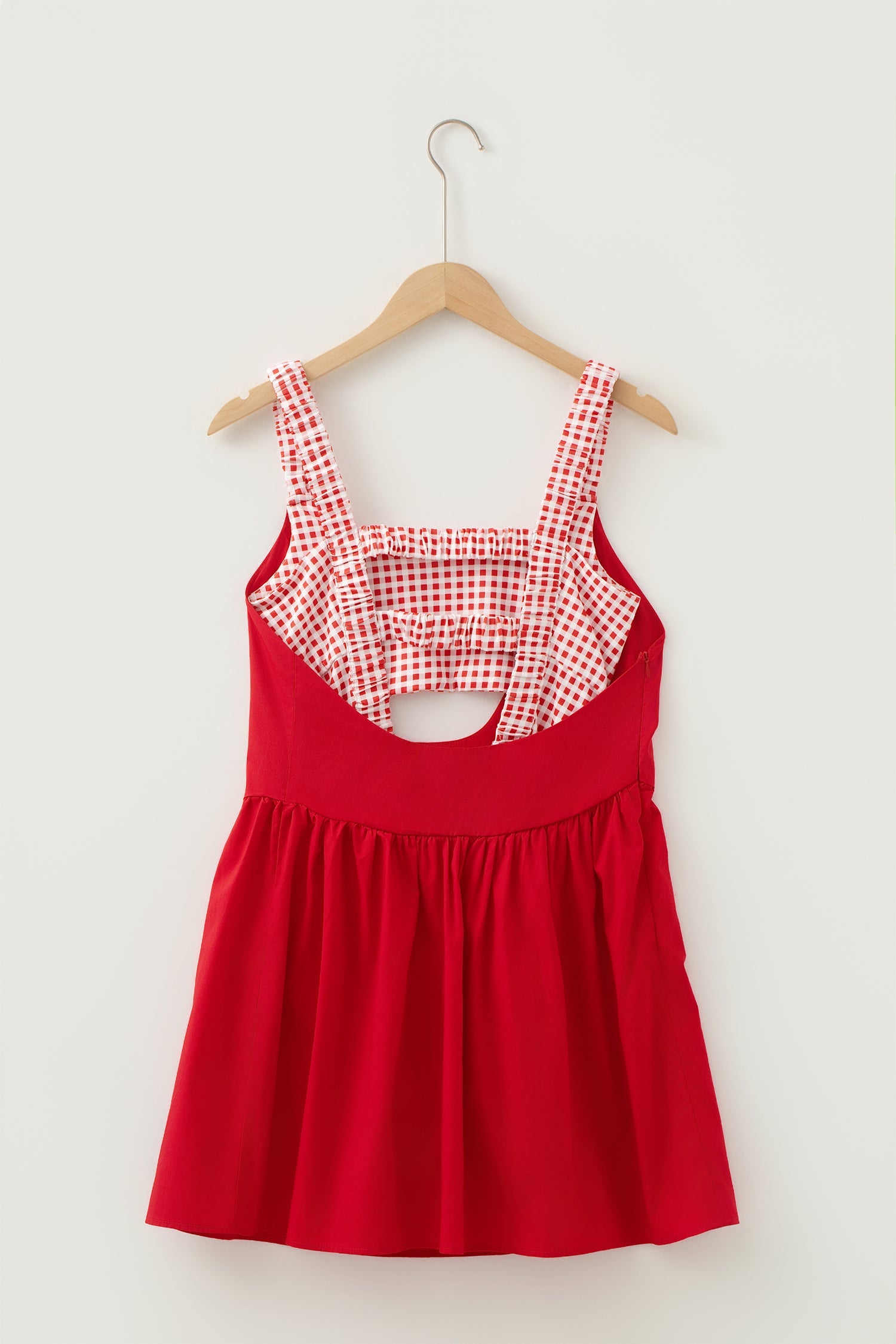 Gingham Patchwork Faux Two Piece Mini Dress