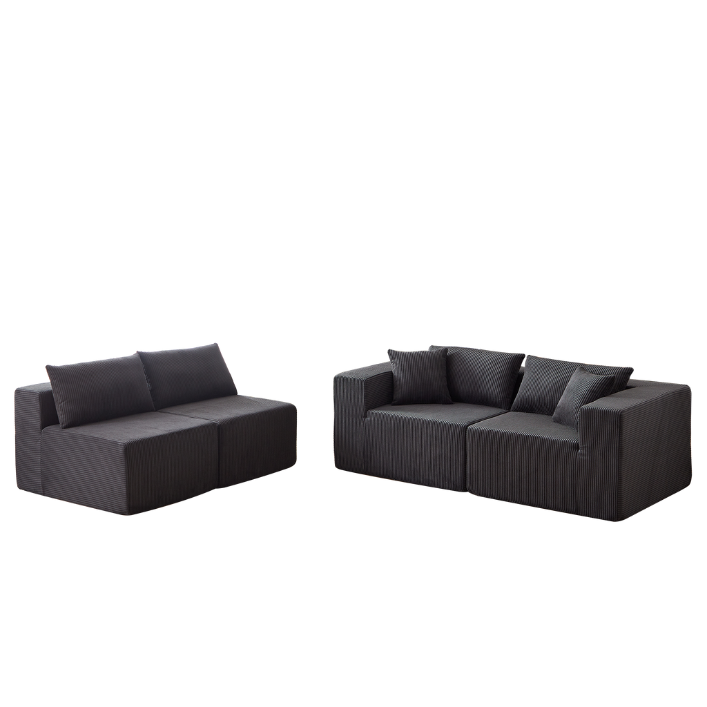 104-Inch Corduroy  Modular L Shaped Sectional Sofa,Luxury Floor Couch Set,Upholstered Indoor Furniture,Foam-Filled Compressed Sofa for Living Room,Bedroom,4 PC Free Combination