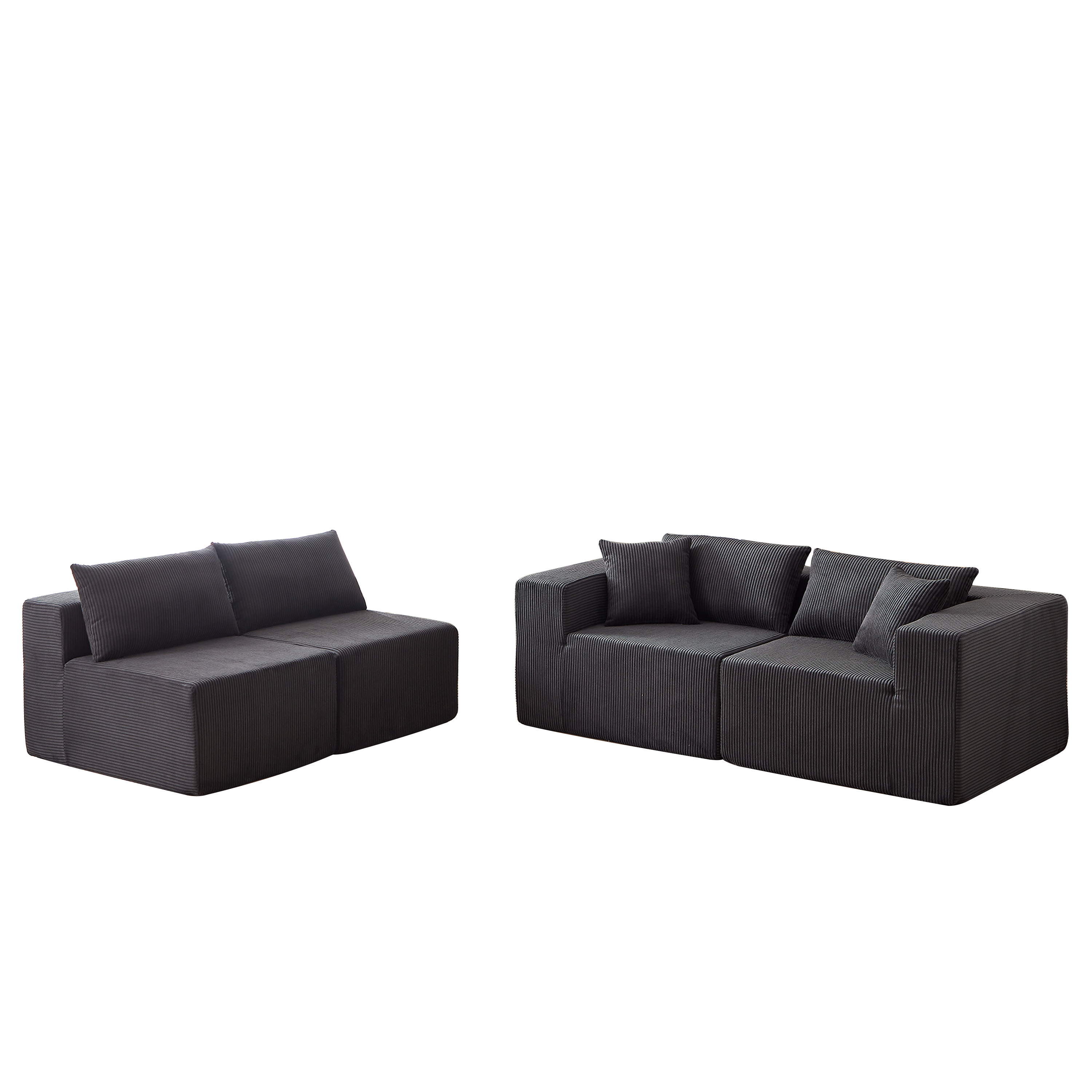 104-Inch Corduroy  Modular L Shaped Sectional Sofa,Luxury Floor Couch Set,Upholstered Indoor Furniture,Foam-Filled Compressed Sofa for Living Room,Bedroom,4 PC Free Combination
