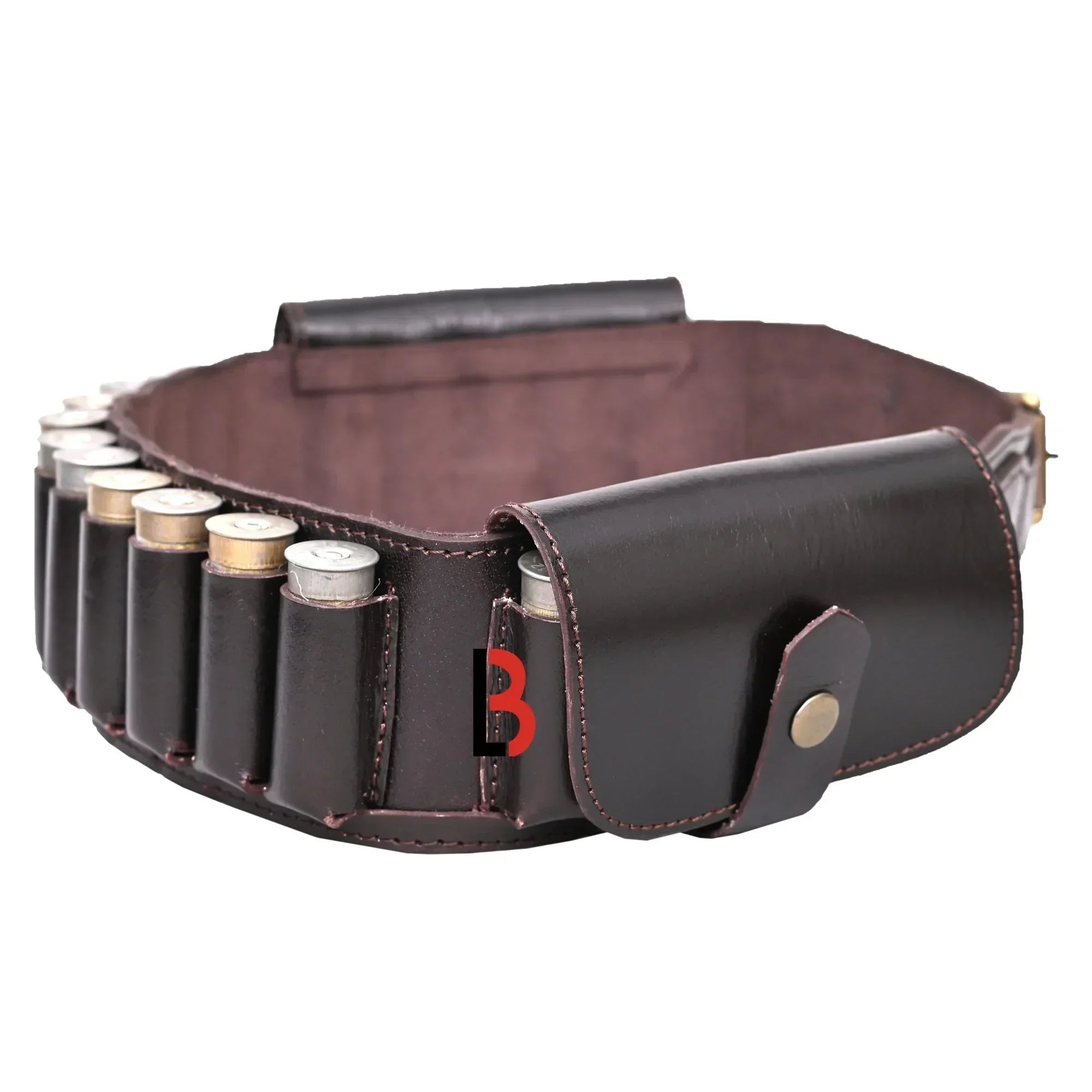 Cowhide Leather Shotshell Bandolier Cartridge Belt Two Flap Ammunition Carrier