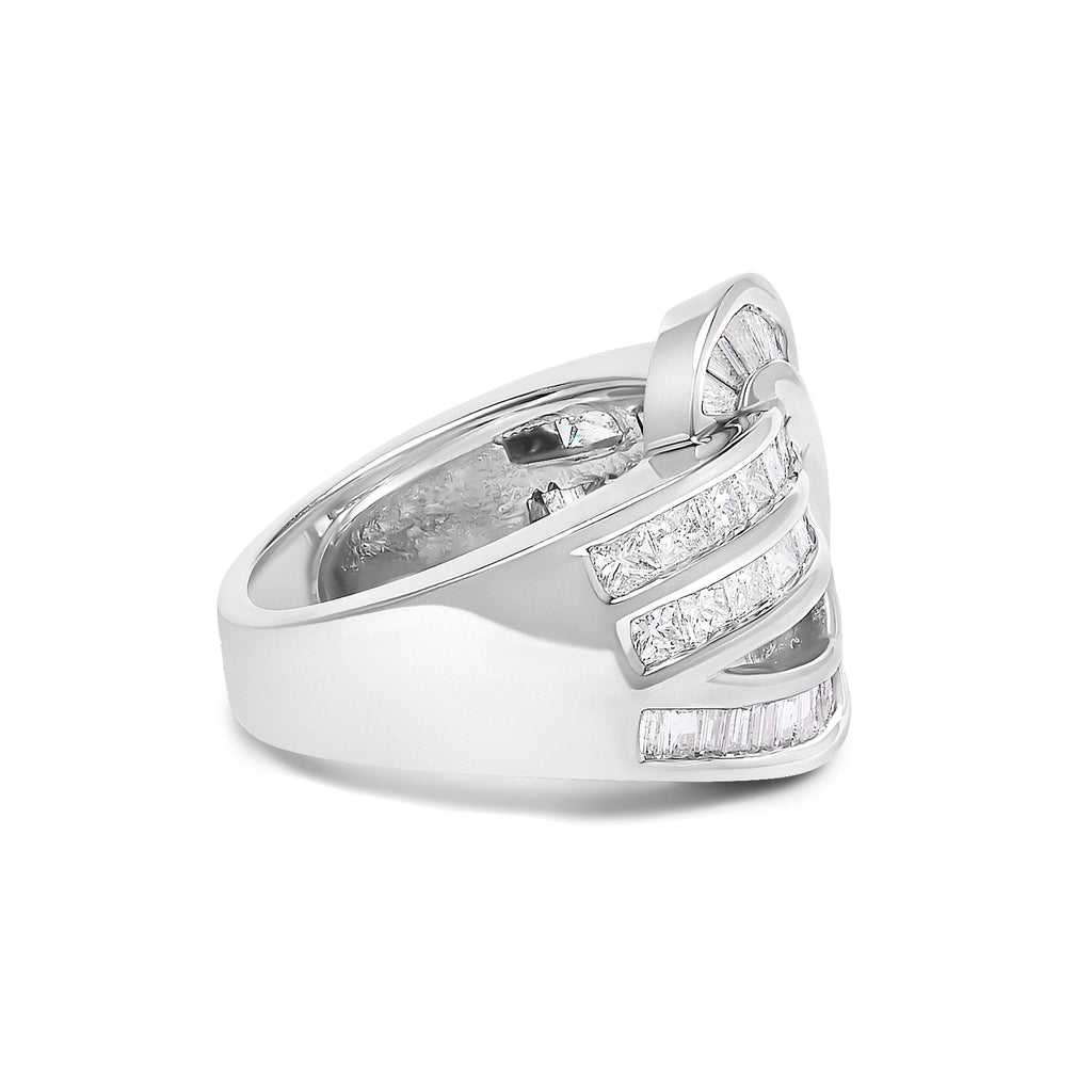 14K White Gold 2.0 Cttw Diamond Channel Set Bypass Ring