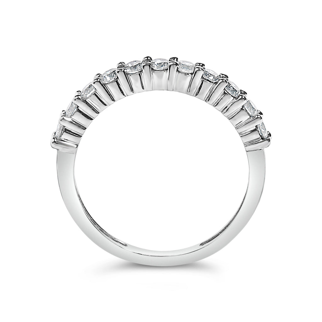 .925 Sterling Silver 1/2 cttw Shared Prong-Set Brilliant Round-Cut Diamond 11 Stone Band Ring (I-J Color, SI2-I1 Clarity) - Size 7