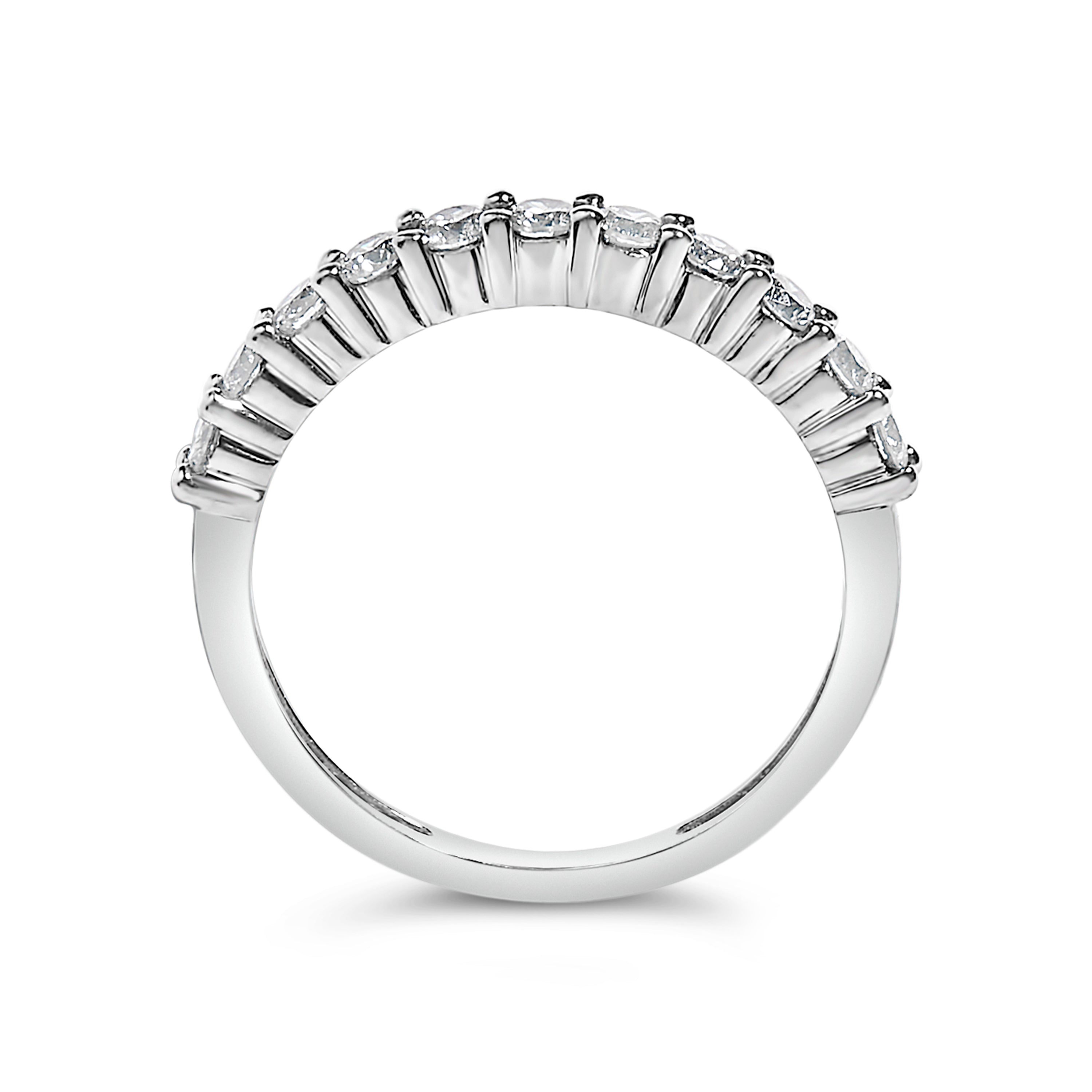 .925 Sterling Silver 1/2 cttw Shared Prong-Set Brilliant Round-Cut Diamond 11 Stone Band Ring (I-J Color, SI2-I1 Clarity) - Size 7