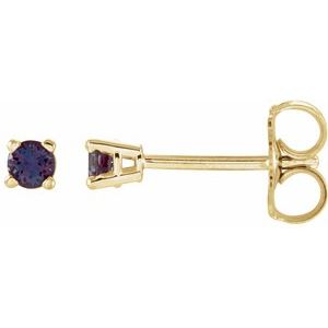 14K Yellow Gold 2.5 mm Lab-Grown Alexandrite Earrings
