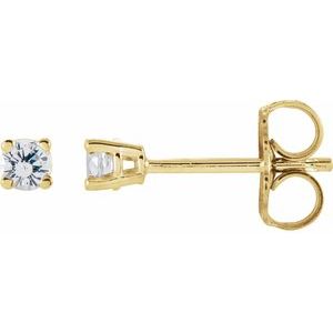 14K Yellow Gold 2.5 mm Natural White Sapphire Earrings