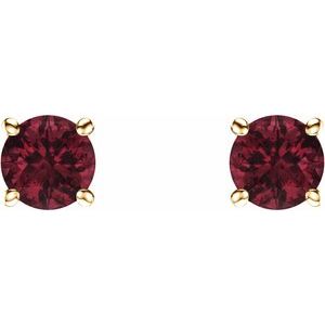 14K Yellow Gold 5 mm Natural Mozambique Garnet Earrings – image 2