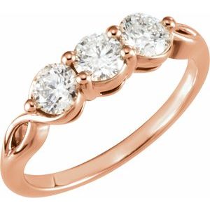 14K Rose Gold 1 CTW Natural Diamond Three-Stone Ring