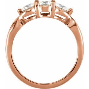 14K Rose Gold 1 CTW Natural Diamond Three-Stone Ring