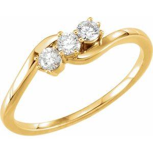 14K Yellow Gold 1/2 CTW Lab-Grown Diamond Three-Stone Ring