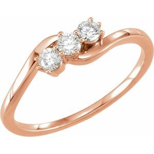 14K Rose Gold 1/2 CTW Lab-Grown Diamond Three-Stone Ring