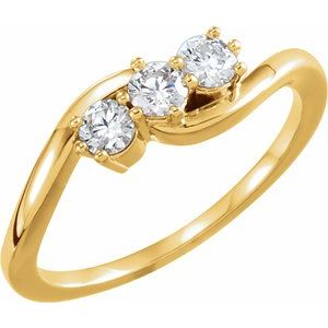 14K Yellow Gold 1/3 CTW Lab-Grown Diamond Three-Stone Ring