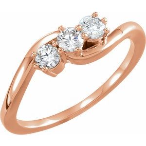 14K Rose Gold 1/3 CTW Lab-Grown Diamond Three-Stone Ring
