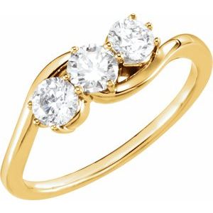 14K Yellow Gold 3/4 CTW Natural Diamond Three-Stone Ring