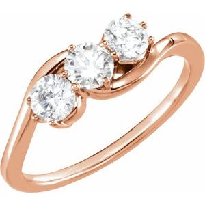 14K Rose Gold 3/4 CTW Natural Diamond Three-Stone Ring
