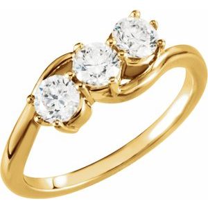 14K Yellow Gold 1 CTW Lab-Grown Diamond Three-Stone Ring