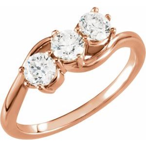 14K Rose Gold 1 CTW Lab-Grown Diamond Three-Stone Ring