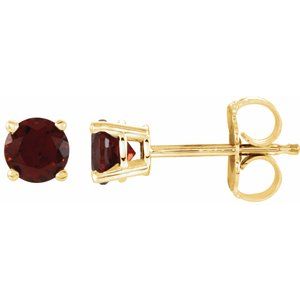 14K Yellow Gold 4 mm Natural Mozambique Garnet Earrings