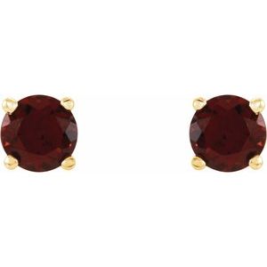 14K Yellow Gold 4 mm Natural Mozambique Garnet Earrings – image 2