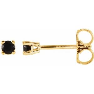 14K Yellow 2.5 mm Natural Black Onyx Earrings