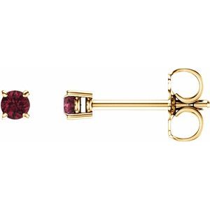 14K Yellow Gold 2.5 mm Natural Mozambique Garnet Earrings