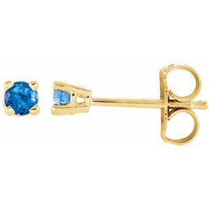 14K Yellow Gold 2.5 mm Natural Swiss Blue Topaz Earrings