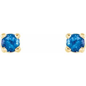 14K Yellow Gold 2.5 mm Natural Swiss Blue Topaz Earrings – image 2
