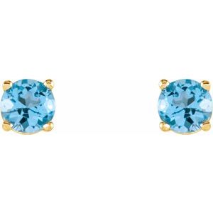 14K Yellow Gold 2.5 mm Natural Sky Blue Topaz Earrings – image 2