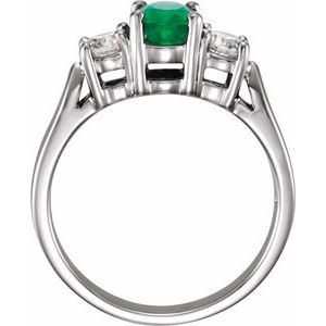 Platinum Natural Emerald & 3/8 CTW Natural Diamond Ring