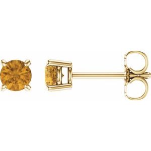 14K Yellow Gold 4 mm Natural Citrine Earrings