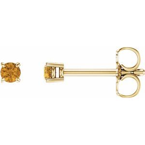 14K Yellow Gold 2.5 mm Natural Citrine Earrings
