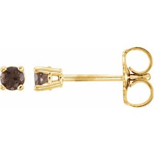 14K Yellow Gold 2.5 mm Natural Smoky Quartz Earrings