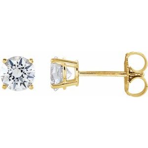 14K Yellow Gold 5 mm Natural White Sapphire Earrings