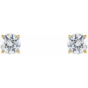 14K Yellow Gold 5 mm Natural White Sapphire Earrings – image 2