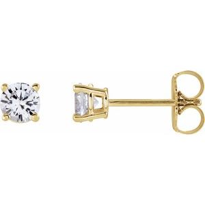 14K Yellow 4 mm Natural White Sapphire Earrings