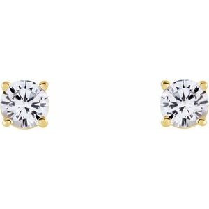14K Yellow Gold 4 mm Natural White Sapphire Earrings – image 2