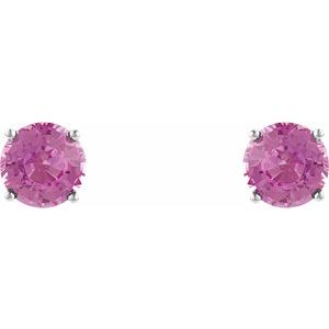 14K White Gold 4 mm Natural Pink Tourmaline Earrings – image 2