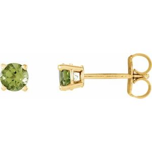 14K Yellow Gold 4 mm Natural Peridot Earrings